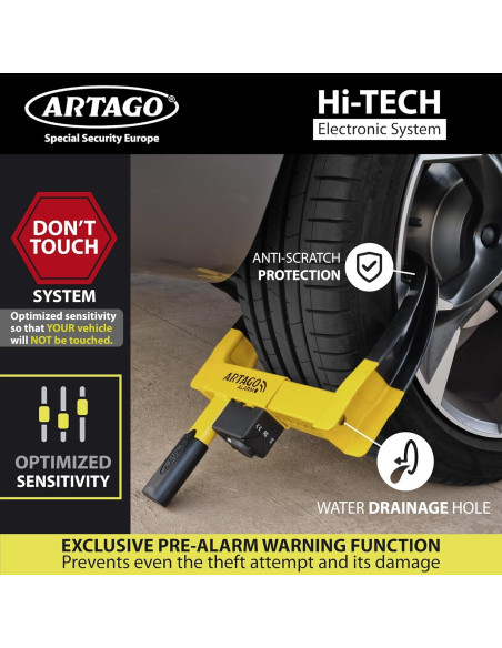 Bloqueo de Rueda Antirrobo Artago ART872 con Alarma 120dB