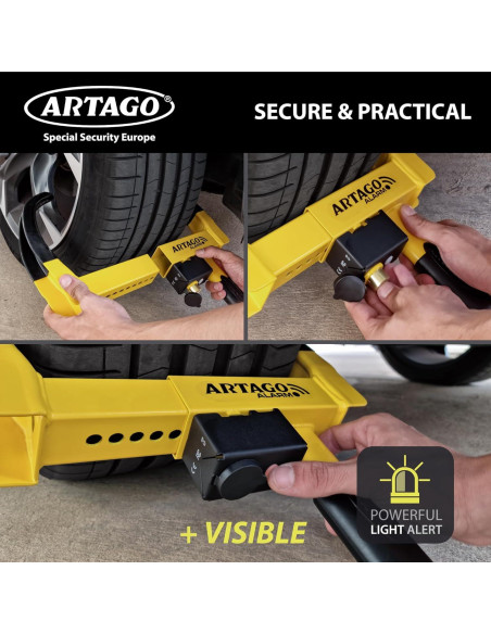 Bloqueo de Rueda Antirrobo Artago ART872 con Alarma 120dB