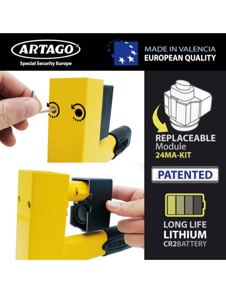 Bloqueo de Rueda Antirrobo Artago ART872 con Alarma 120dB