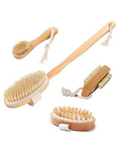 Set de Exfoliantes Corporales 4-en-1 - Cepillos de Bambú