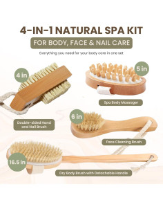 Set de Exfoliantes Corporales 4-en-1 - Cepillos de Bambú 2