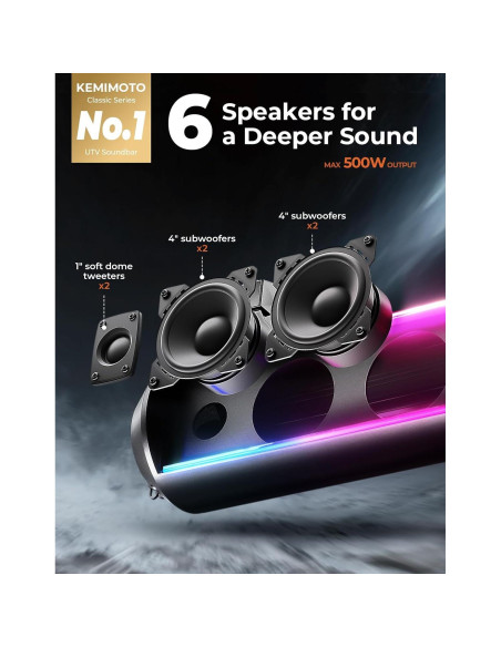 Barra de Sonido KEMIMOTO 71cm Bluetooth con RGB y Subwoofers