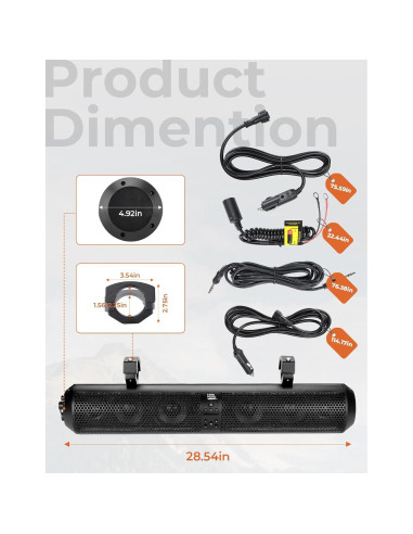 Barra de Sonido KEMIMOTO 71cm Bluetooth con RGB y Subwoofers