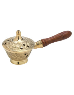 Quemador de Incienso de Carbón MaMeMi - Diseño Dorado 17 cm