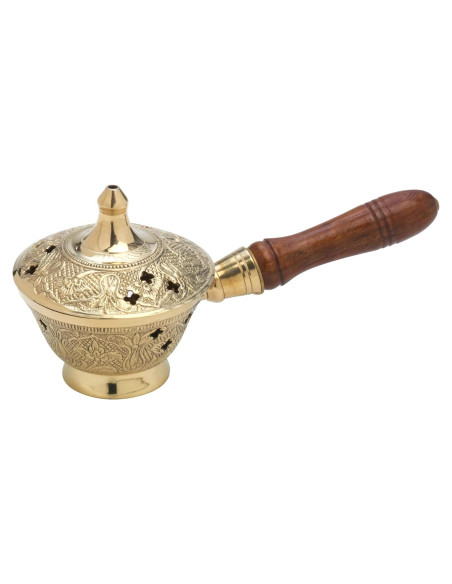 Quemador de Incienso de Carbón MaMeMi - Diseño Dorado 17 cm