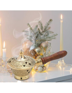 Quemador de Incienso de Carbón MaMeMi - Diseño Dorado 17 cm 2