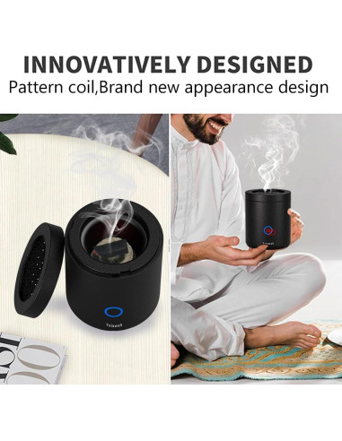Horno de Incienso Portátil Telawah bk-208 USB Negro