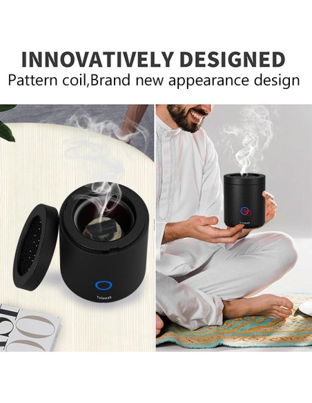 Horno de Incienso Portátil Telawah bk-208 USB Negro