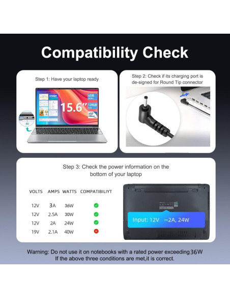 Adaptador 12V AC/DC Jumper EZbook S5MAX 36W Cable 1.83m