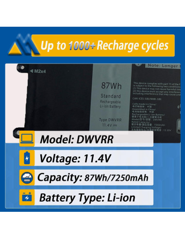 Batería recargable Mobik DWVRR 87Wh para Dell Alienware e Inspiron