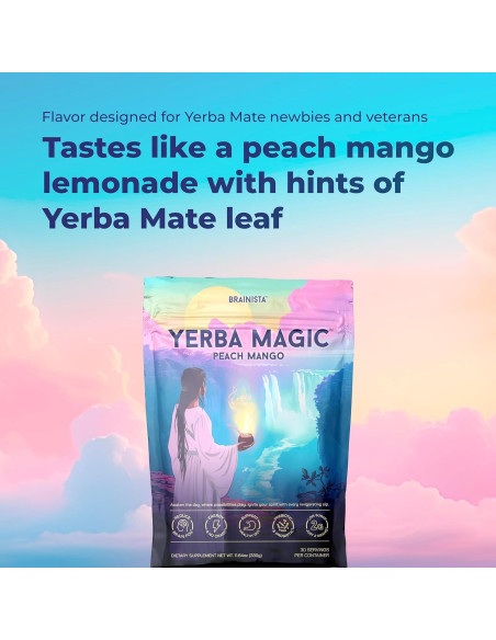 Yerba Mate Instantáneo 3-en-1 Brainista Durazno Mango 330g