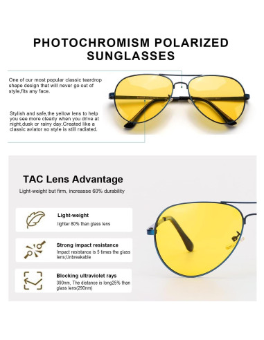 Gafas de Visión Nocturna SODQW Amarillas UV400 para Conducir