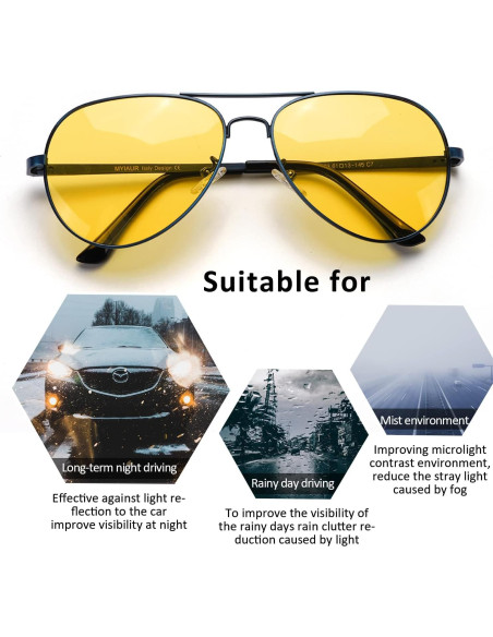 Gafas de Visión Nocturna SODQW Amarillas UV400 para Conducir