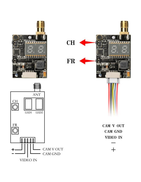 Transmisor FPV AKK KC04 5.8G con Cámara 800TVL 720p