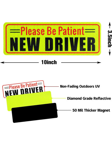 Imán Reflectivo para Nuevo Conductor SINGARO - 3 Piezas