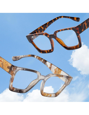 Gafas de luz azul oversized para mujer - Marco preppy chic