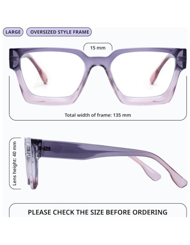 Gafas de luz azul oversized para mujer - Marco preppy chic