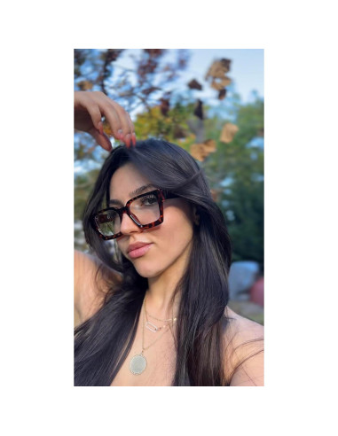 Gafas de luz azul oversized para mujer - Marco preppy chic