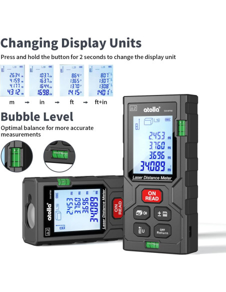 Medidor de Distancia Láser Atolla 60m con Pantalla LCD