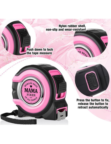 Cinta Métrica Rosa Kanayu 7.62m con Precisión 1/32 y 1/8