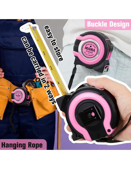 Cinta Métrica Rosa Kanayu 7.62m con Precisión 1/32 y 1/8