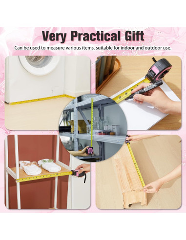 Cinta Métrica Rosa Kanayu 7.62m con Precisión 1/32 y 1/8