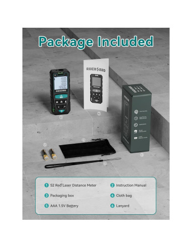 Medidor Láser RockSeed 50M con Pantalla LCD Retroiluminada