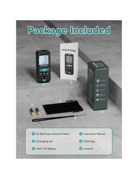 Medidor Láser RockSeed 50M con Pantalla LCD Retroiluminada