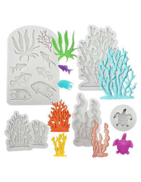 5 Moldes de Silicona Marino GeoGeoDIY para Decorar Pasteles