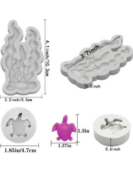 5 Moldes de Silicona Marino GeoGeoDIY para Decorar Pasteles