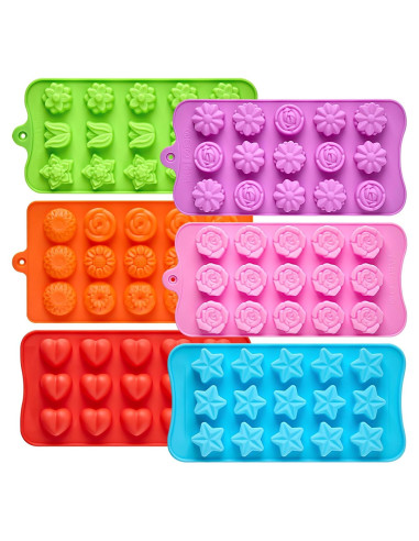 Juego de 6 Moldes de Silicona CLUEWR para Chocolate y Caramelo