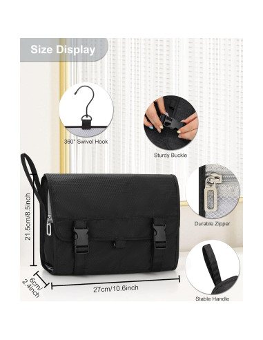 Bolsa de Aseo Colgante Relavel Grande Impermeable Negro