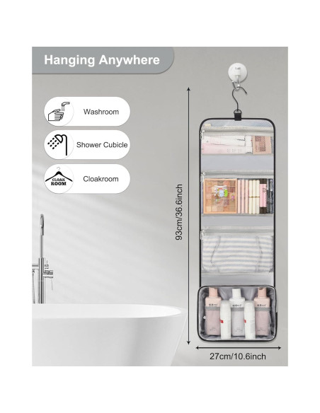 Bolsa de Aseo Colgante Relavel Grande Impermeable Negro