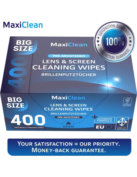 Toallitas para Lentes Maxi Clean 400 Pre-humedecidas