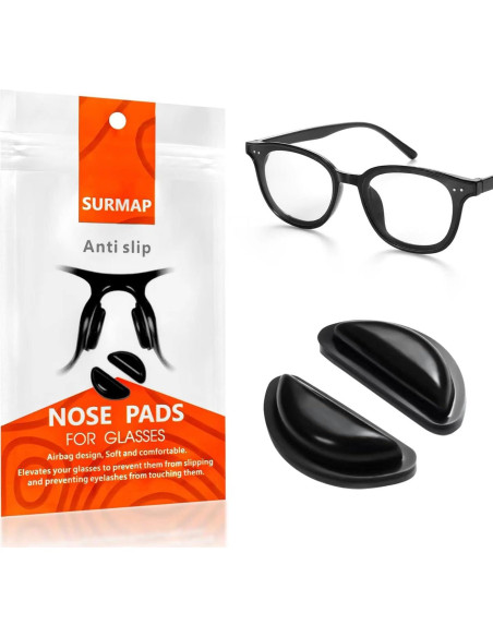 20 Pares Almohadillas para Nariz de Gafas SURMAP Negro