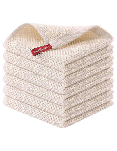 Kitinjoy Paños de Cocina 100% Algodón 6-Pack 30x30 cm Beige