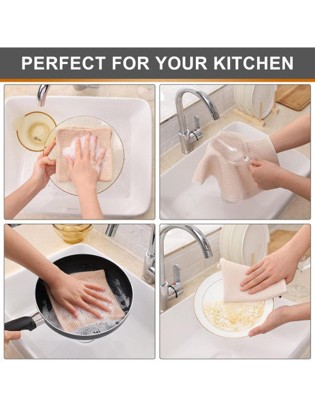 Kitinjoy Paños de Cocina 100% Algodón 6-Pack 30x30 cm Beige