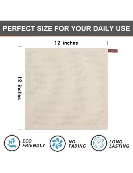 Kitinjoy Paños de Cocina 100% Algodón 6-Pack 30x30 cm Beige