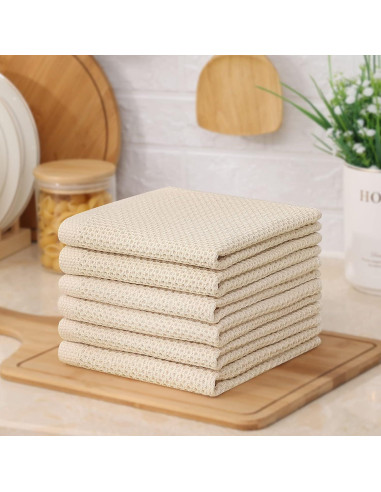Kitinjoy Paños de Cocina 100% Algodón 6-Pack 30x30 cm Beige