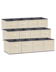 Cubos de Almacenamiento Lifewit 28 cm Plegables 12 Piezas Beige