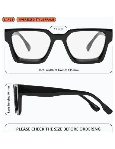 Gafas de luz azul oversized para mujer - Anti fatiga ocular