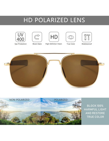Gafas de sol piloto SUNGAIT con lentes polarizados HD