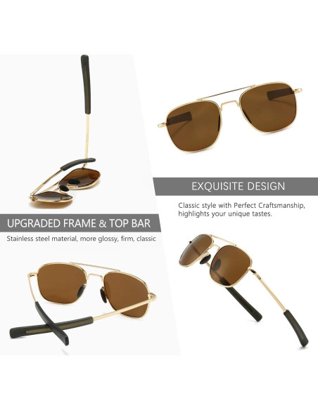 Gafas de sol piloto SUNGAIT con lentes polarizados HD