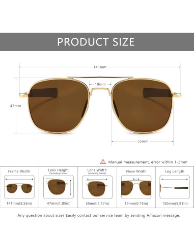 Gafas de sol piloto SUNGAIT con lentes polarizados HD