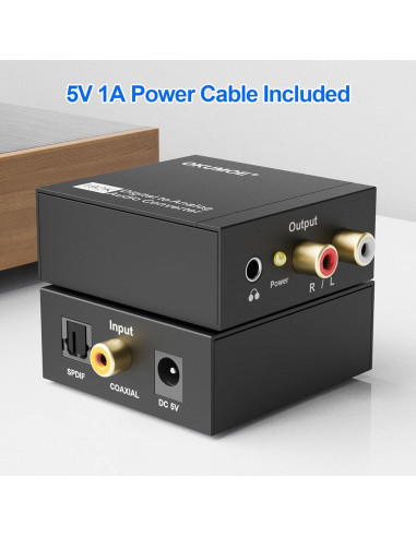 Convertidor de Audio Digital a Analógico OKUMOE 192KHz RCA 3.5mm