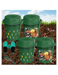 Compostador de Lombrices Enterrado TOP XIAN 8L Verde 4-Pack