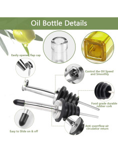 Set de Botellas de Aceite y Vinagre Leaflai 500ml 2 Piezas 2