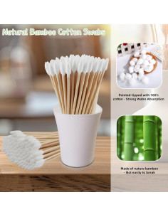 Hisopos de Algodón de Bambú 200 Unidades 15 cm para Maquillaje 2