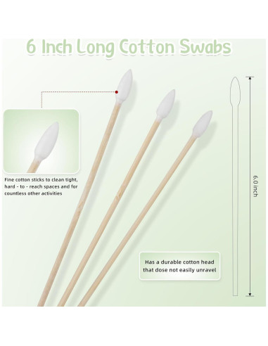Hisopos de Algodón de Bambú 200 Unidades 15 cm para Maquillaje