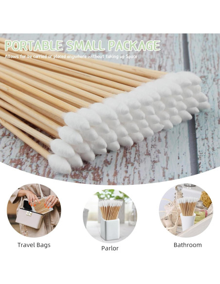 Hisopos de Algodón de Bambú 200 Unidades 15 cm para Maquillaje